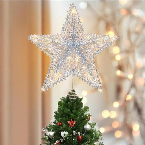 Holiday Christmas Tree Topper Led Lighted Star Tree Topper 98 Glitter